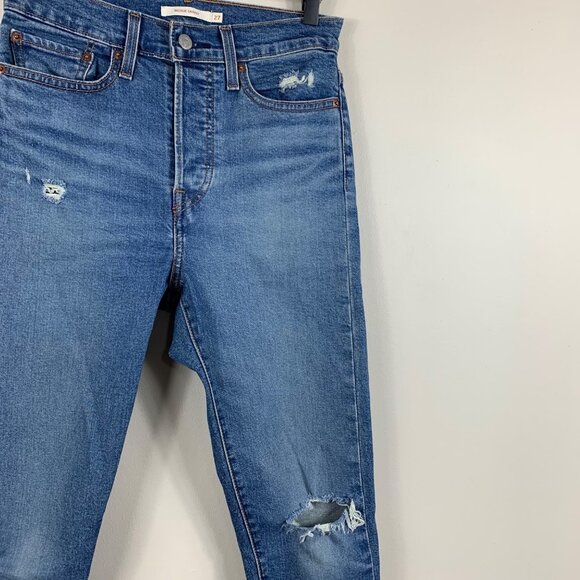 Levi’s Wedgie Medium Wash Hi-Rise Distressed Skinny Jeans - Size 27 - Picture 2 of 6